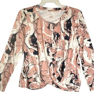 Active women's lg geometric print round collar long sleeves pullover blouse 6017